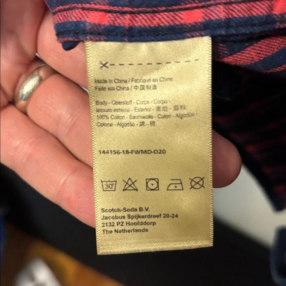 Scotch & Soda Navy and Red Plaid Shirt Size XXL - Picture 8 of 9